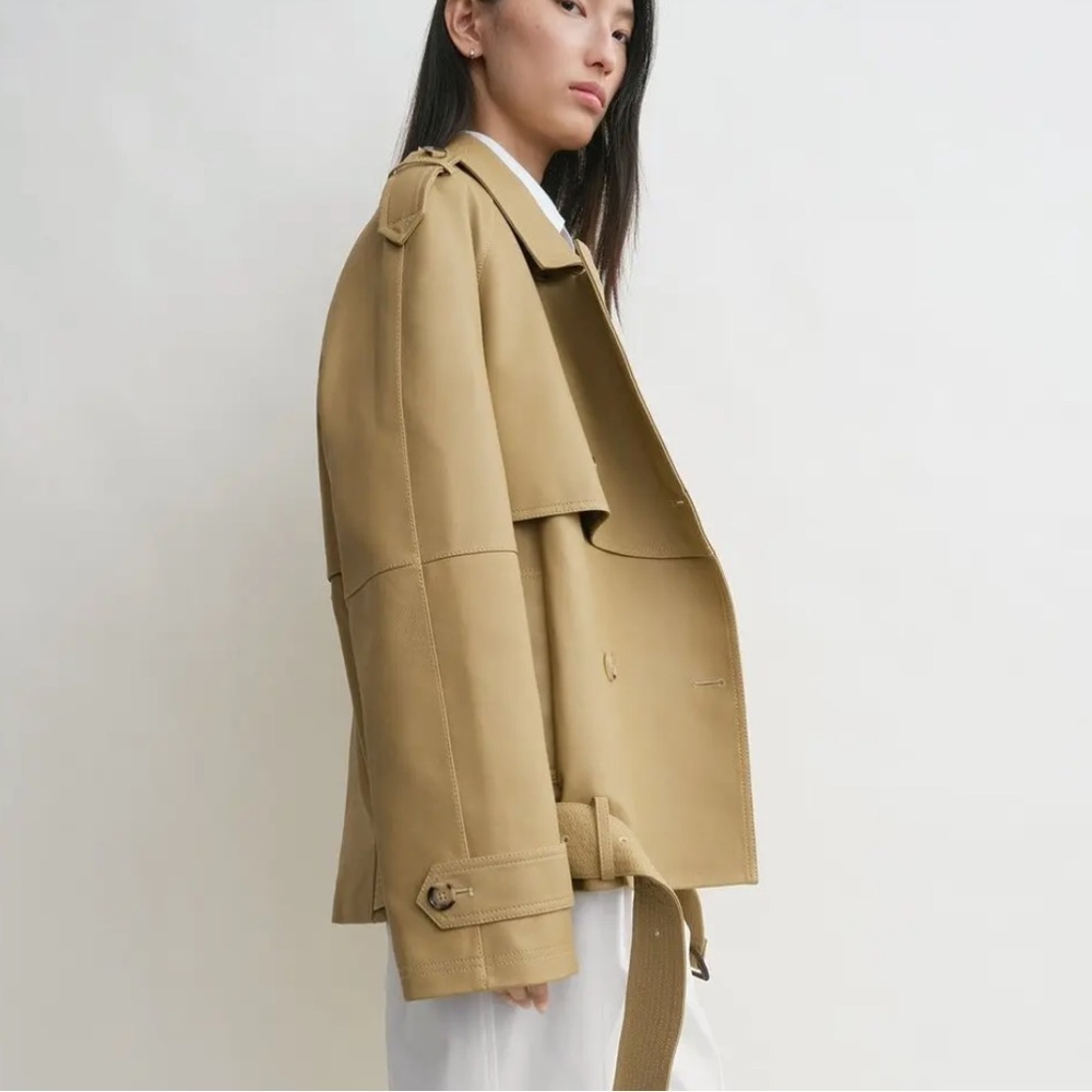 New Toteme Oversized Leather Trench Jacket Size 32 - Picture 5 of 11